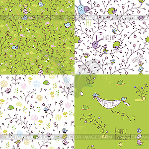 Set of easter seamless patterns - vector image