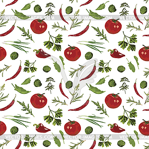 Seamless pattern with herbs and spices. - royalty-free vector clipart