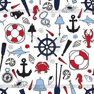 Ship items pattern - vector clip art