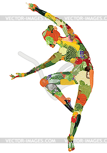 Healthy eating. Girl made of vegetables. - vector image