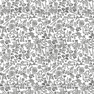 Seamless pattern with glyphs - vector clipart