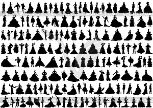 Silhouettes of brides - vector clip art