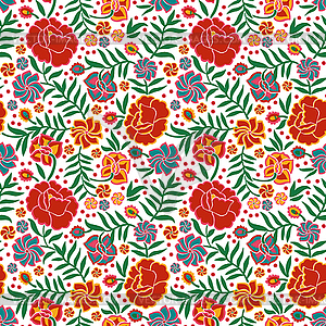 Seamless pattern with ornament in otomi style - vector image