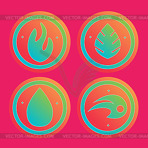 Natural elements - icons set. symbols of four - vector image