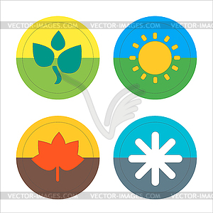 Four seasons flat thin icon set. winter, Spring, - vector clipart