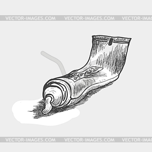 Tube of paint with extruded paint - vector image