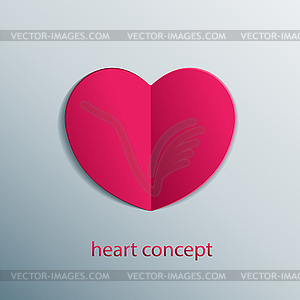 Paper origami heart concept. Carved sticker shape o - stock vector clipart