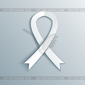 Light cancer ribbon. Paper origami 3d ribbon  - vector clip art