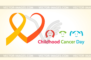 Рак Детство день. Лента Рак с сердцем - клипарт в векторе / векторное изображение