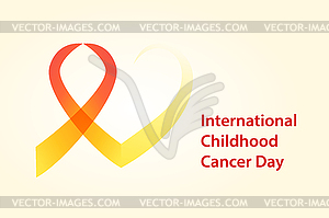 Рак Детство день. Лента Рак с сердцем - цветной векторный клипарт