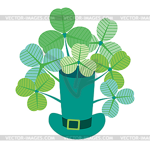 Hat with bunch of clovers - vector image