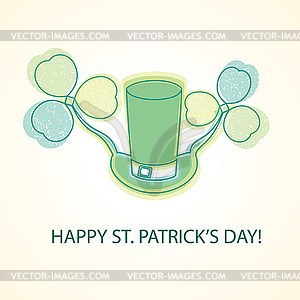 St. Patrick`s hat with clover - vector clipart