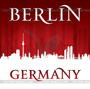 Берлин Германия город небоскребов силуэт красный - клипарт в векторном формате