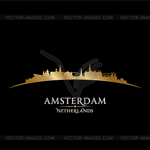 Amsterdam Netherlands city skyline silhouette - vector image