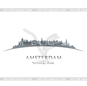 Amsterdam Netherlands city skyline silhouette - vector clip art