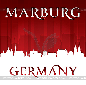 Marburg Germany city skyline silhouette red - vector image