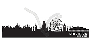 Brighton England skyline. Detailed silhouette - vector image