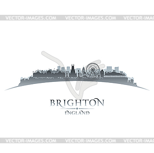 Brighton England city skyline silhouette white - vector clip art