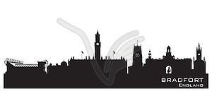 Bradfort England skyline. Detailed silhouette - white & black vector clipart