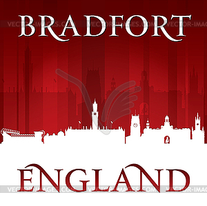 Bradfort England city skyline silhouette red - vector clipart / vector image