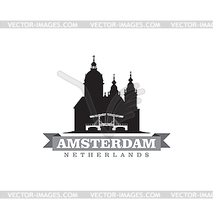 Amsterdam Netherlands city symbol - vector clipart