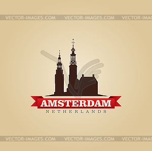 Amsterdam Netherlands city symbol - vector clip art