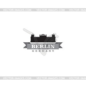 Berlin Germany city symbol - white & black vector clipart