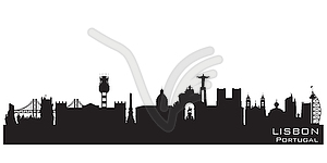 Lisbon Portugal city skyline silhouette - vector clip art