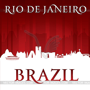 Рио-де-Жанейро Бразилия горизонты города силуэт красный - клипарт в формате EPS