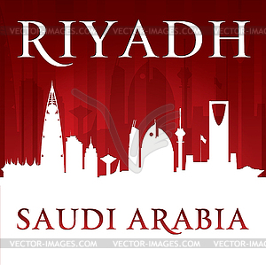 Riyadh Saudi Arabia city skyline silhouette red - vector image