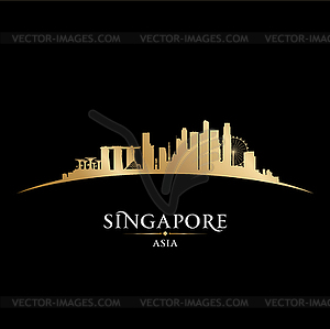 Singapore city skyline silhouette black background - vector image