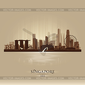 Singapore city skyline silhouette - vector image