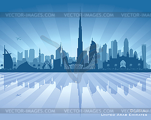 Dubai UAE city skyline silhouette - vector clipart