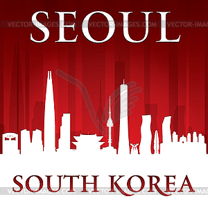 Seoul South Korea city skyline silhouette red - vector clip art