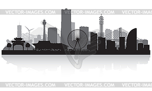 Yokohama Japan city skyline silhouette - vector clipart