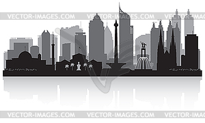 Jakarta Indonesia city skyline silhouette - vector clipart