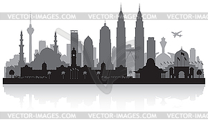 Kuala Lumpur Malaysia city skyline silhouette - vector clipart