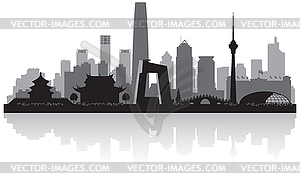 Пекин, Китай город небоскребов силуэт - векторное графическое изображение
