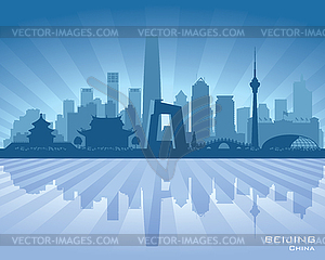 Beijing China city skyline silhouette - vector clipart