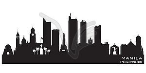 Manila Philippines city skyline silhouette - vector clipart