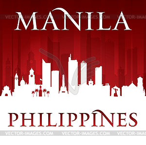 Manila Philippines city skyline silhouette red - vector clip art