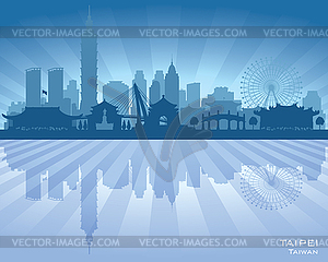 Taipei Taiwan city skyline silhouette - vector image