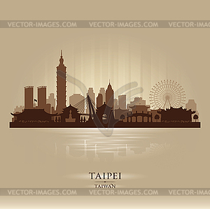 Taipei Taiwan city skyline silhouette - vector clip art