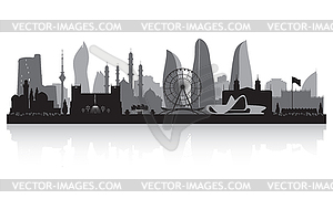 Baku Azerbaijan city skyline silhouette - vector clipart