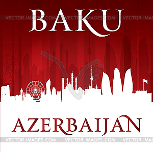 Baku Azerbaijan city skyline silhouette red - vector clip art