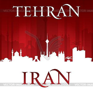 Tehran Iran city skyline silhouette red background - vector clip art
