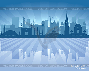 Karachi Pakistan city skyline silhouette - vector clipart