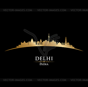 Delhi India city skyline silhouette black background - royalty-free vector image