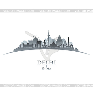 Delhi India city skyline silhouette white background - vector clipart