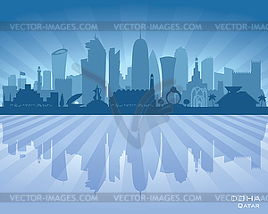 Doha Qatar city skyline silhouette - vector image